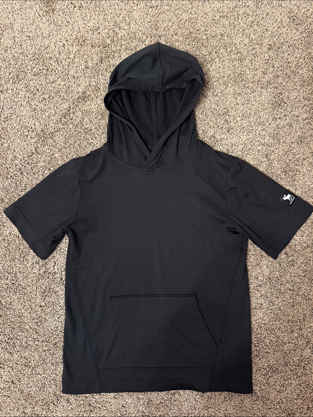 Abercrombie Kids Black Short-Sleeve Hoodie with Kangaroo Pocket